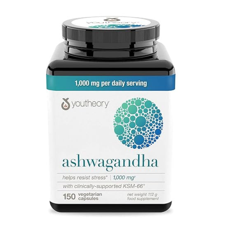 Youtheory Ashwagandha Vegetarian Capsules Net Wt 150 Count