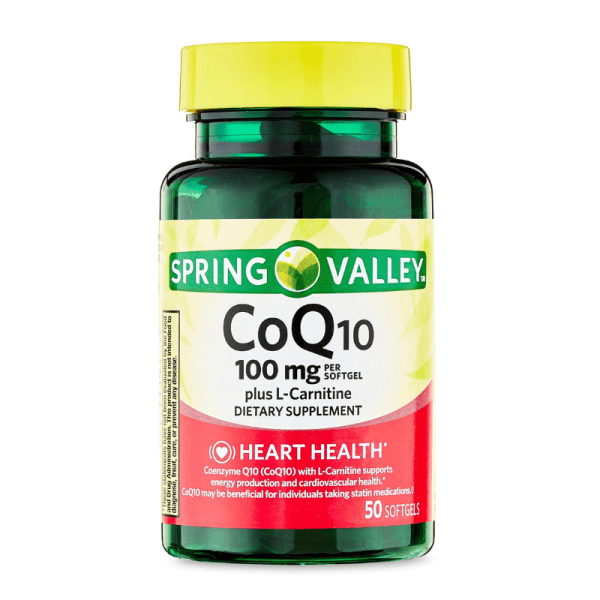 Spring Valley CoQ10 plus L-Carnitine Heart Health Dietary Supplement Softgels, 100 mg, 50 Count